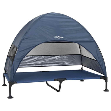 Vidaxl verhoogd hondenbed marineblauw 127 x 81 x 108 cm stof en staal