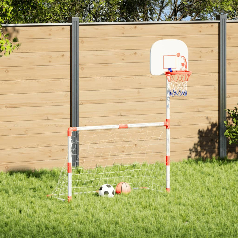 Load image into Gallery viewer, Vidaxl kindervoetbal- en basketbalset met ballen 98x50x70 cm
