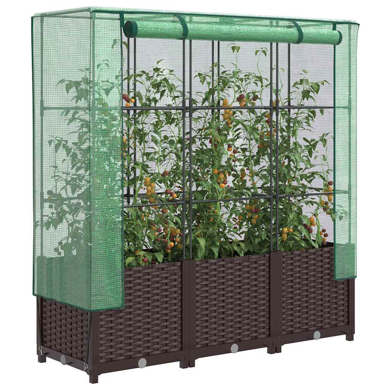 Load image into Gallery viewer, Vidaxl plantenbak verhoogd met kashoes 120x40x138 cm rattanlook
