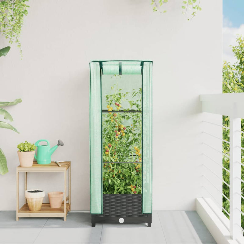 Load image into Gallery viewer, Vidaxl plantenbak verhoogd met kashoes 40x40x123 cm rattanlook
