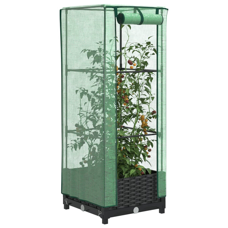 Load image into Gallery viewer, Vidaxl plantenbak verhoogd met kashoes 40x40x123 cm rattanlook
