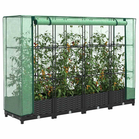 Vidaxl verhoogde plantenbak met kashoes rotanlook 160x40x123 cm