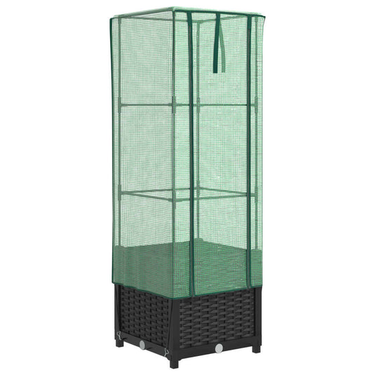 Vidaxl plantenbak verhoogd met kashoes 40x40x139 cm rattanlook