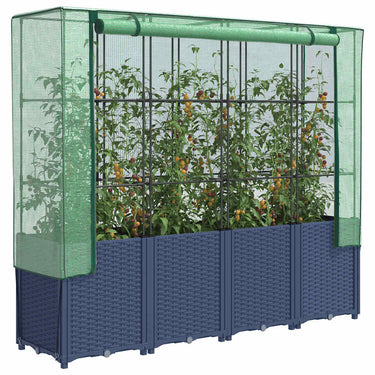 Vidaxl verhoogde plantenbak met kashoes rotanlook 160x40x153 cm