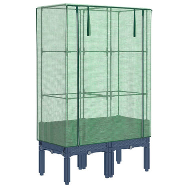 Vidaxl plantenbak verhoogd met kashoes 80x40x140 cm rattanlook