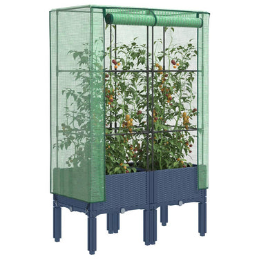 Vidaxl plantenbak verhoogd met kashoes 80x40x140 cm rattanlook