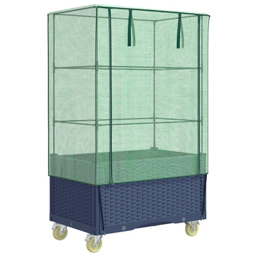 Vidaxl plantenbak verhoogd met hoes en wielen 80x50x182 cm rattanlook