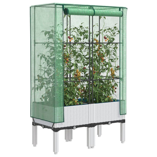 Vidaxl plantenbak verhoogd met kashoes 80x40x140 cm rattanlook