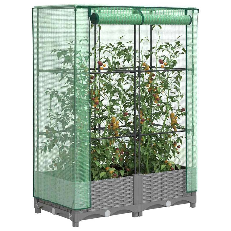 Load image into Gallery viewer, Vidaxl plantenbak verhoogd met kashoes 80x40x123 cm rattanlook
