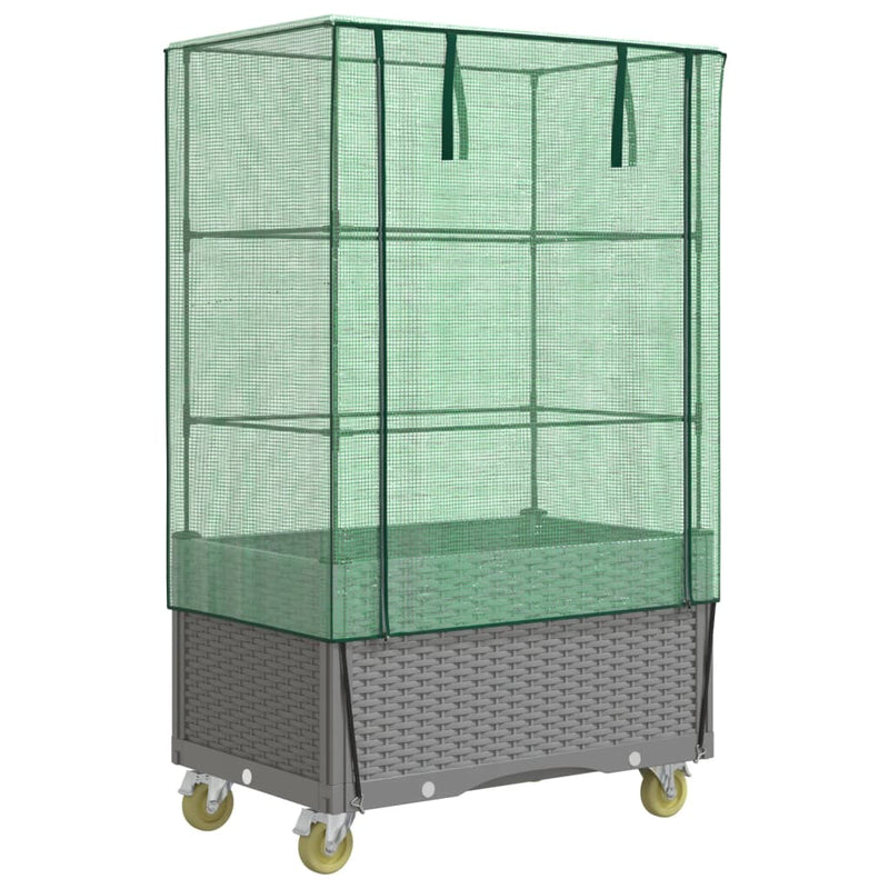 Load image into Gallery viewer, Vidaxl plantenbak verhoogd met hoes en wielen 80x50x182 cm rattanlook
