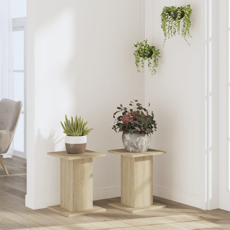 Load image into Gallery viewer, Vidaxl plantenstandaards 2 st 30x30x40 cm bewerkt hout sonoma eiken
