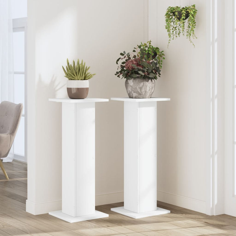 Load image into Gallery viewer, Vidaxl plantenstandaards 2 st 30x30x80 cm bewerkt hout wit
