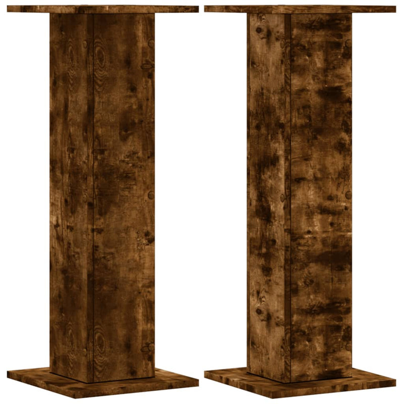 Load image into Gallery viewer, Vidaxl plantenstandaards 2 st 30x30x80 cm bewerkt hout gerookt eiken
