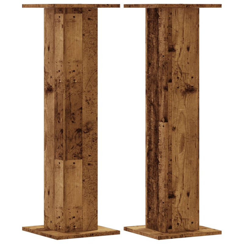 Load image into Gallery viewer, Vidaxl plantenstandaards 2 st 30x30x95 cm bewerkt hout oud houtkleurig
