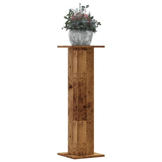 Vidaxl plantenstandaards 2 st 30x30x95 cm bewerkt hout oud houtkleurig