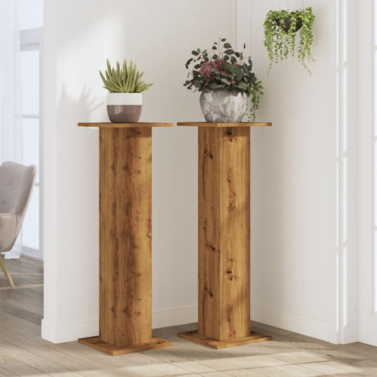 Vidaxl plantenstandaards 2 st 30x30x95 cm hout artisanaal eiken