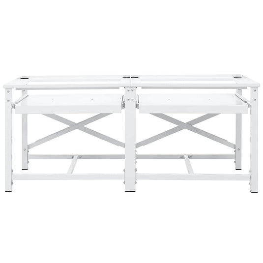 Vidaxl dubbele wasmachine sokkel met uittrekbare planken wit