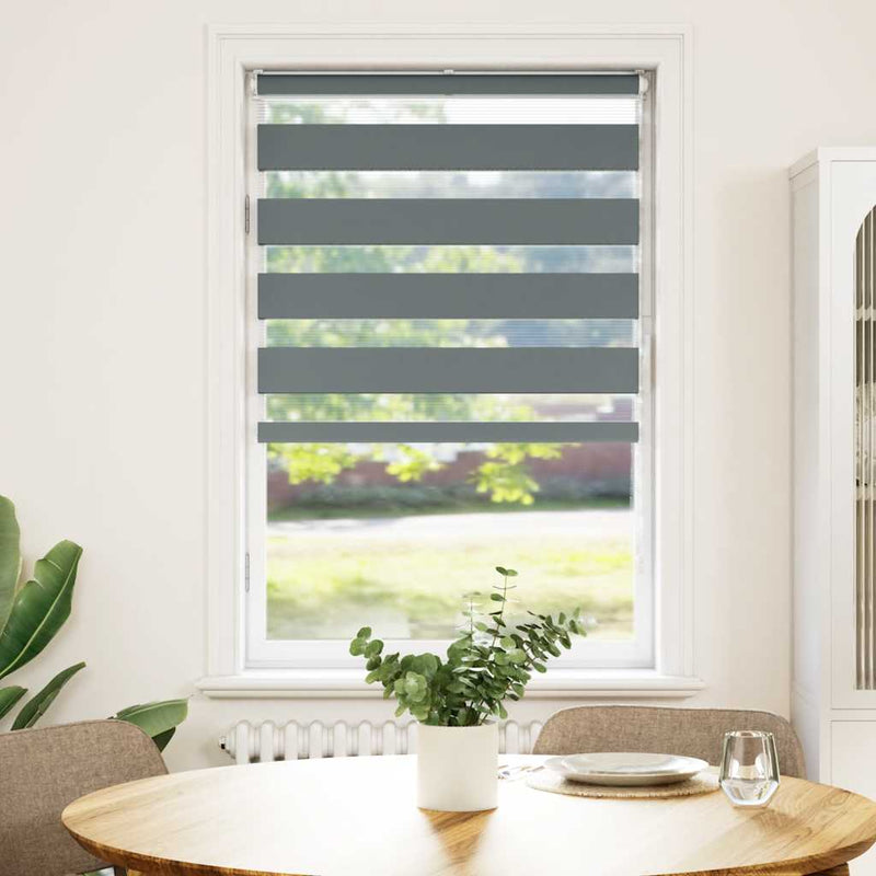 Load image into Gallery viewer, Vidaxl zebra rolgordijn 75x150 cm stofbreedte 70,9 cm donkergrijs
