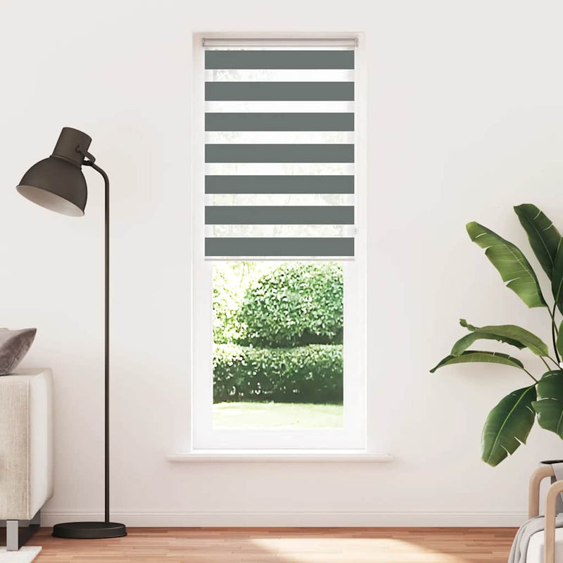 Load image into Gallery viewer, Vidaxl zebra rolgordijn 85x200 cm stofbreedte 80,9 cm donkergrijs
