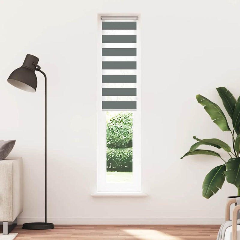 Load image into Gallery viewer, Vidaxl zebra rolgordijn 45x230 cm stofbreedte 40,9 cm donkergrijs
