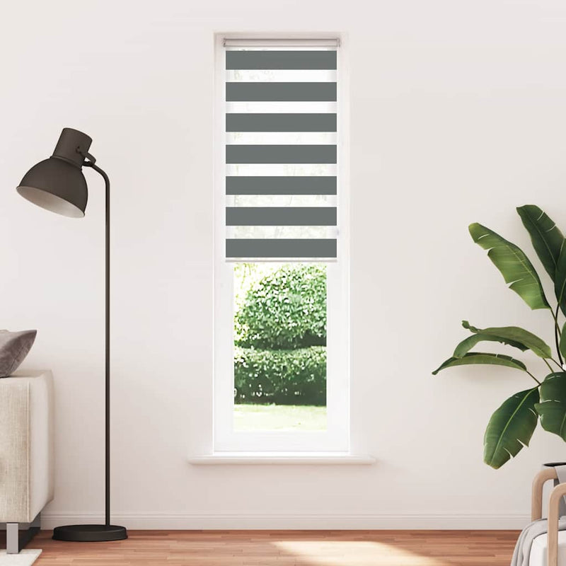 Load image into Gallery viewer, Vidaxl zebra rolgordijn 60x230 cm stofbreedte donkergrijs 55,9 cm
