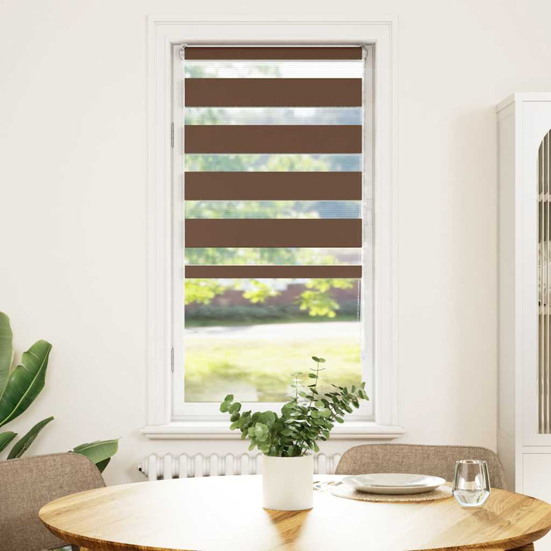 Load image into Gallery viewer, Vidaxl zebra rolgordijn 65x150 cm stofbreedte 60,9 cm polyester bruin
