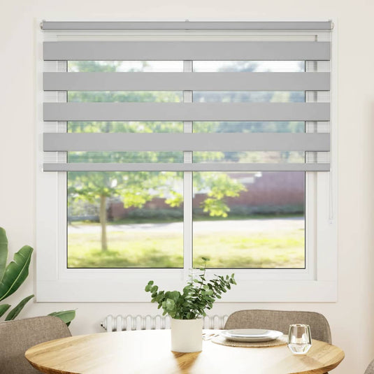 Vidaxl zebra rolgordijn 140x100 cm stofbreedte 135,9 cm lichtgrijs