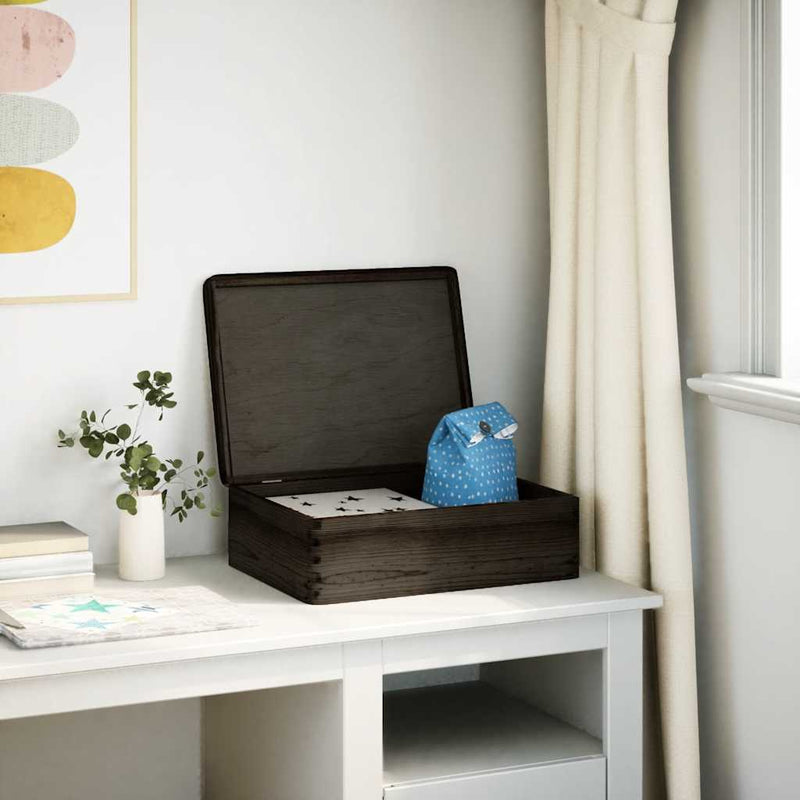 Load image into Gallery viewer, Vidaxl houten kist met deksel 40x30x13 cm massief grenenhout zwart
