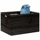 Vidaxl houten kist met handvatten 40x30x23 cm massief grenenhout zwart