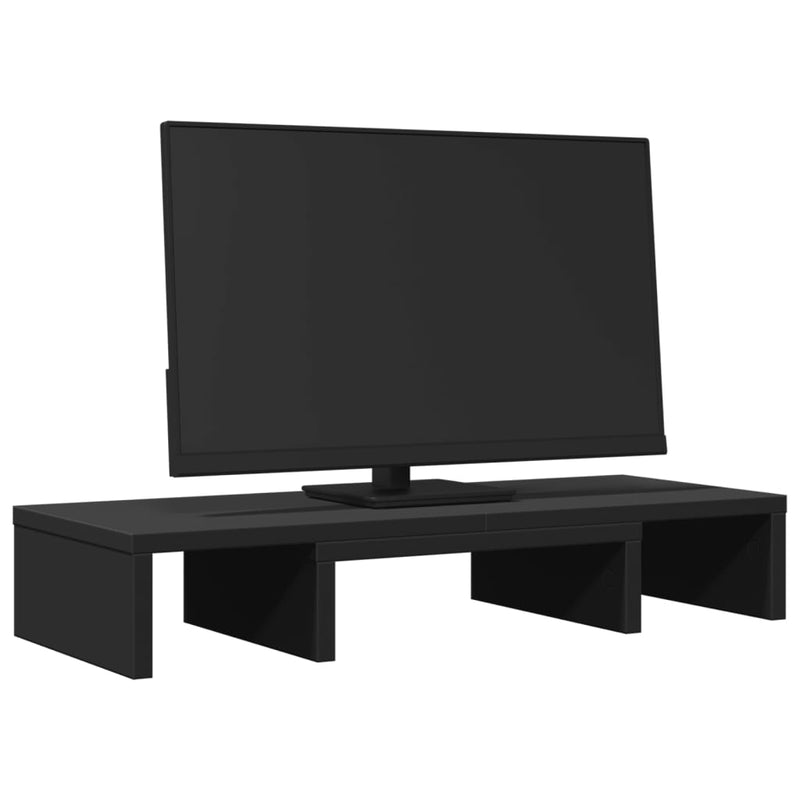 Load image into Gallery viewer, Vidaxl monitorstandaard verstelbaar 60x24x10,5 cm bewerkt hout zwart
