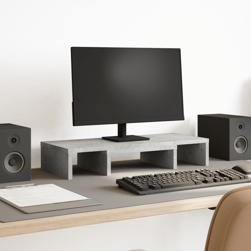Load image into Gallery viewer, Vidaxl monitorstandaard verstelbaar 60x24x10,5 cm hout betongrijs
