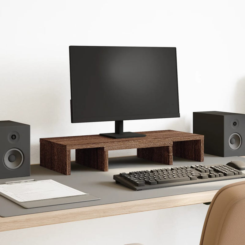 Load image into Gallery viewer, Vidaxl monitorstandaard verstelbaar 60x24x10,5 cm hout bruin eiken

