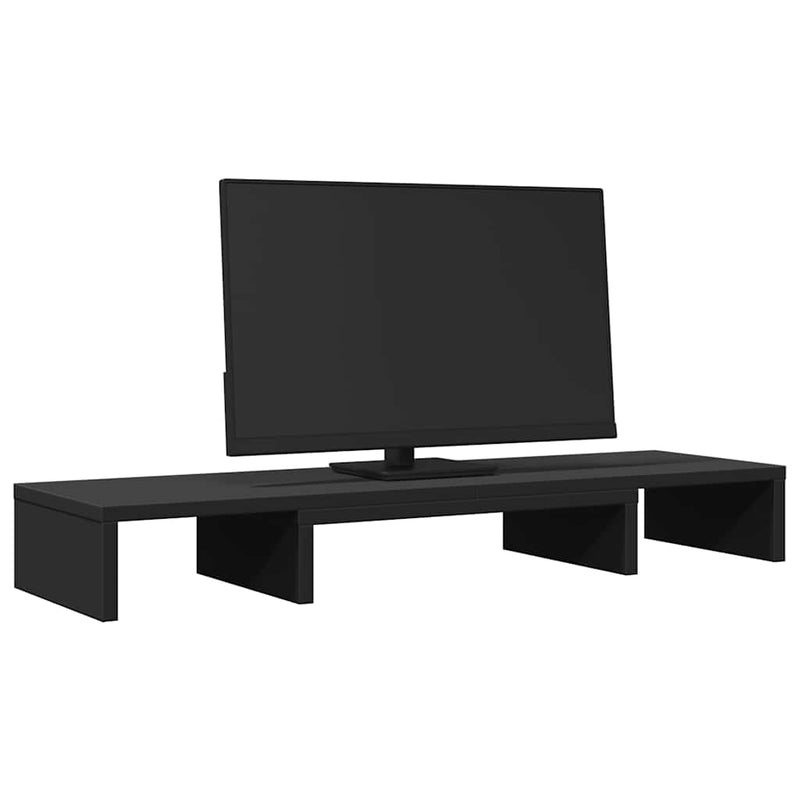 Afbeelding laden in galerijviewer, VidaXL Monitorstandaard verstelbaar 80x24x10,5 cm bewerkt hout zwart
