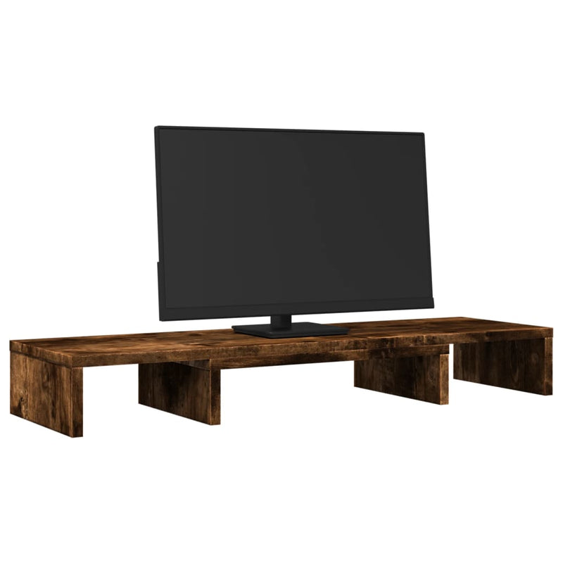 Load image into Gallery viewer, Vidaxl monitorstandaard verstelbaar 80x24x10,5 cm hout gerookt eiken
