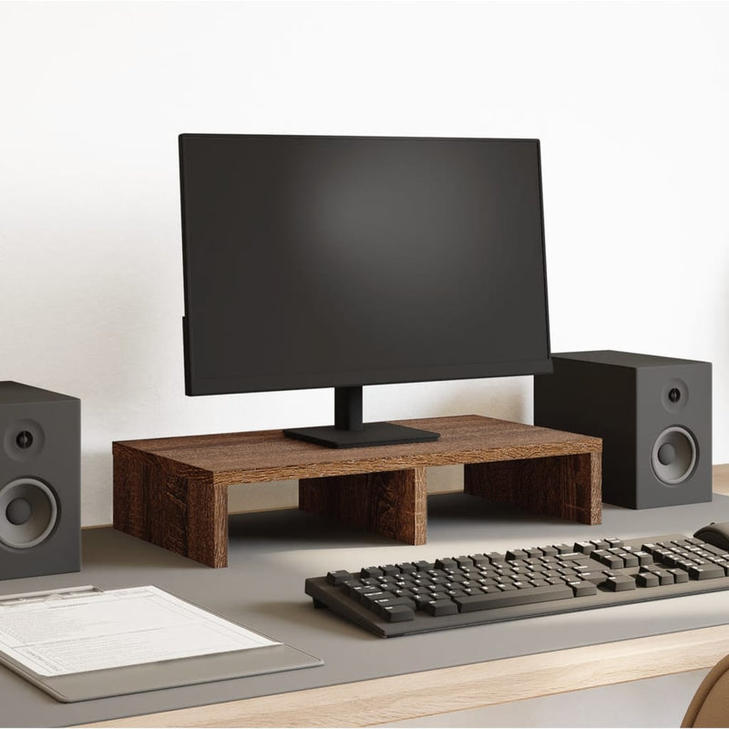 Load image into Gallery viewer, Vidaxl monitorstandaard 50x27x10 cm bewerkt hout bruin eikenkleurig
