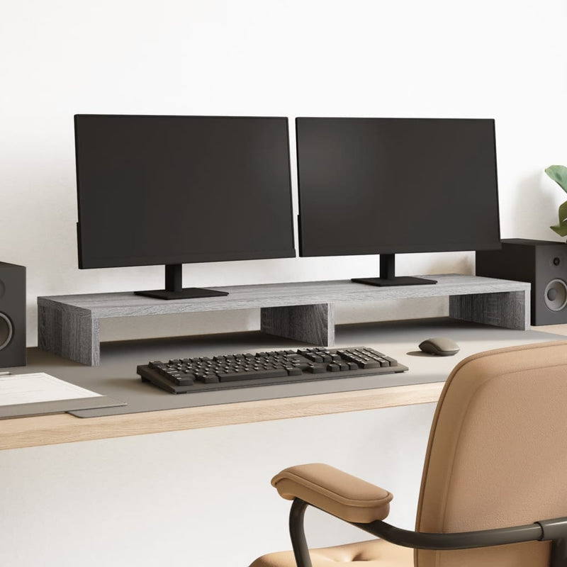 Load image into Gallery viewer, Vidaxl monitorstandaard 100x27x10 cm bewerkt hout grijs sonoma eiken
