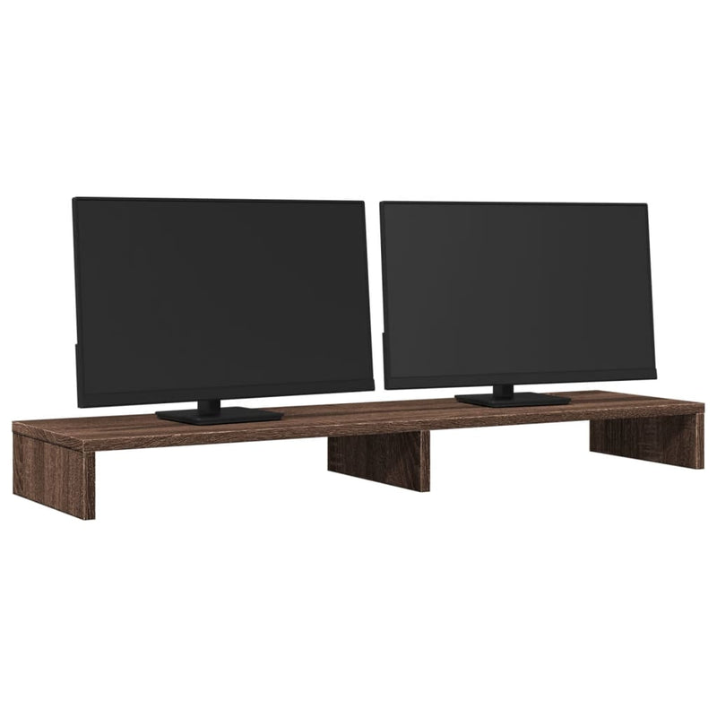 Load image into Gallery viewer, Vidaxl monitorstandaard 100x27x10 cm bewerkt hout bruin eikenkleurig
