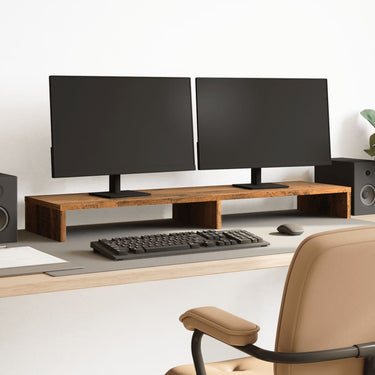 Vidaxl monitorstandaard 100x27x10 cm bewerkt hout oud houtkleurig