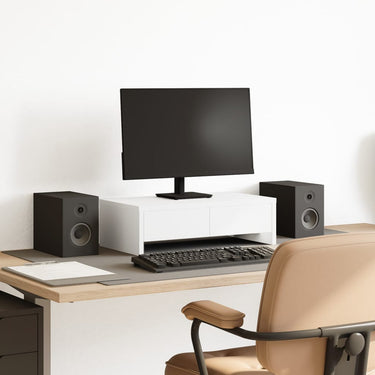 Vidaxl monitorstandaard met lades 50x27x15 cm bewerkt hout wit