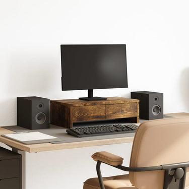 Vidaxl monitorstandaard met lades 50x27x15 cm hout gerookt eikenkleur