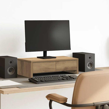 Vidaxl monitorstandaard met lades 50x27x15 cm hout artisanaal eiken