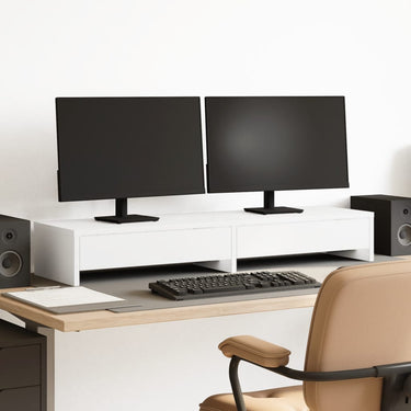 Vidaxl monitorstandaard met lades wit 100x27x15 cm bewerkt hout