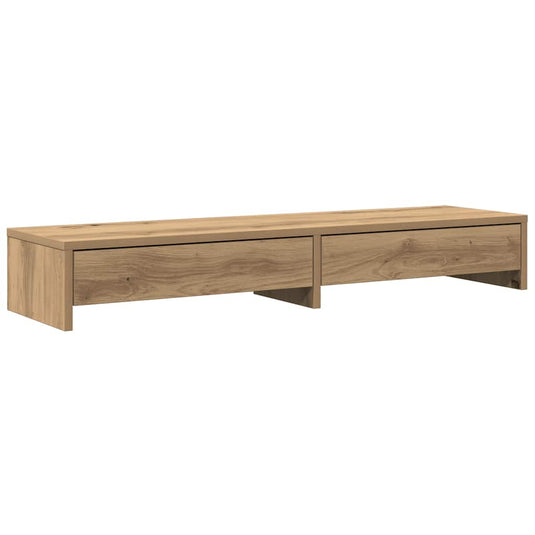 VidaXL Monitorstandaard met lades 100x27x15 cm hout artisanaal eiken
