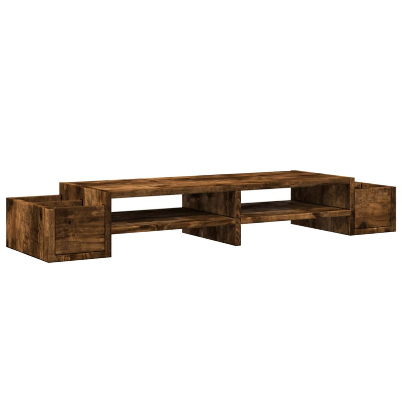 Load image into Gallery viewer, Vidaxl monitorstandaard met opslag 100x27x15 cm hout gerookt eiken
