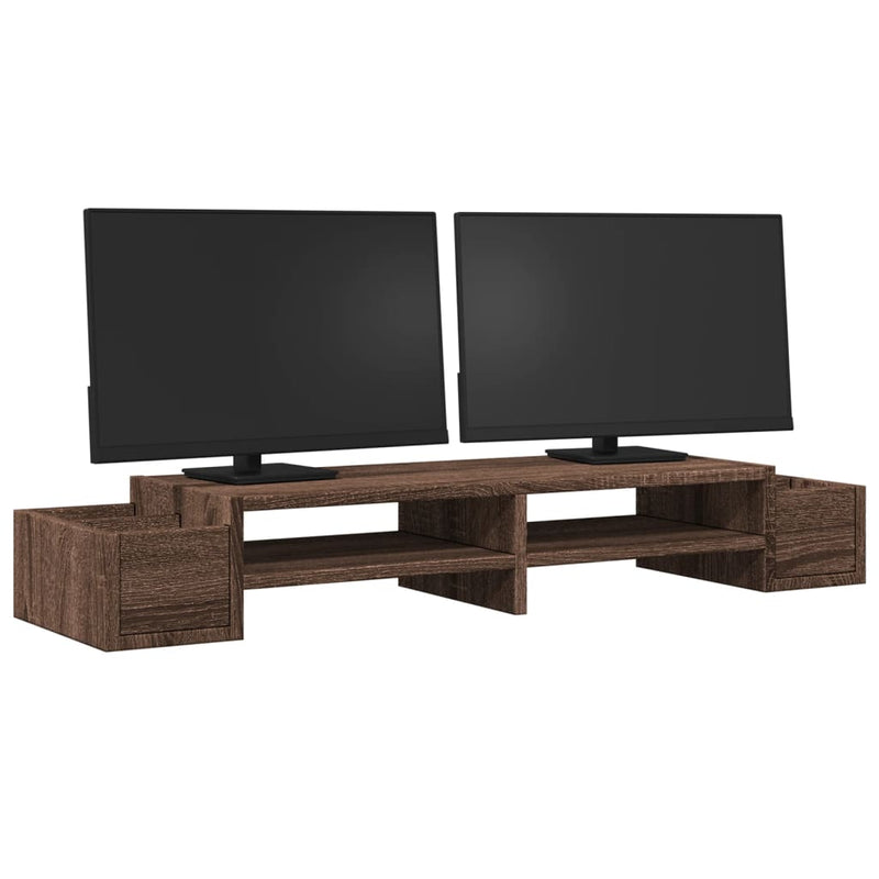 Load image into Gallery viewer, Vidaxl monitorstandaard met opbergruimte 100x27x15 cm hout bruin eiken
