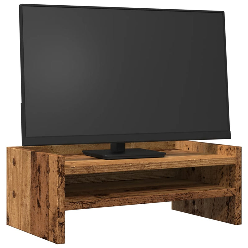 Load image into Gallery viewer, Vidaxl monitorstandaard 42x24x16 cm bewerkt hout oud houtkleurig

