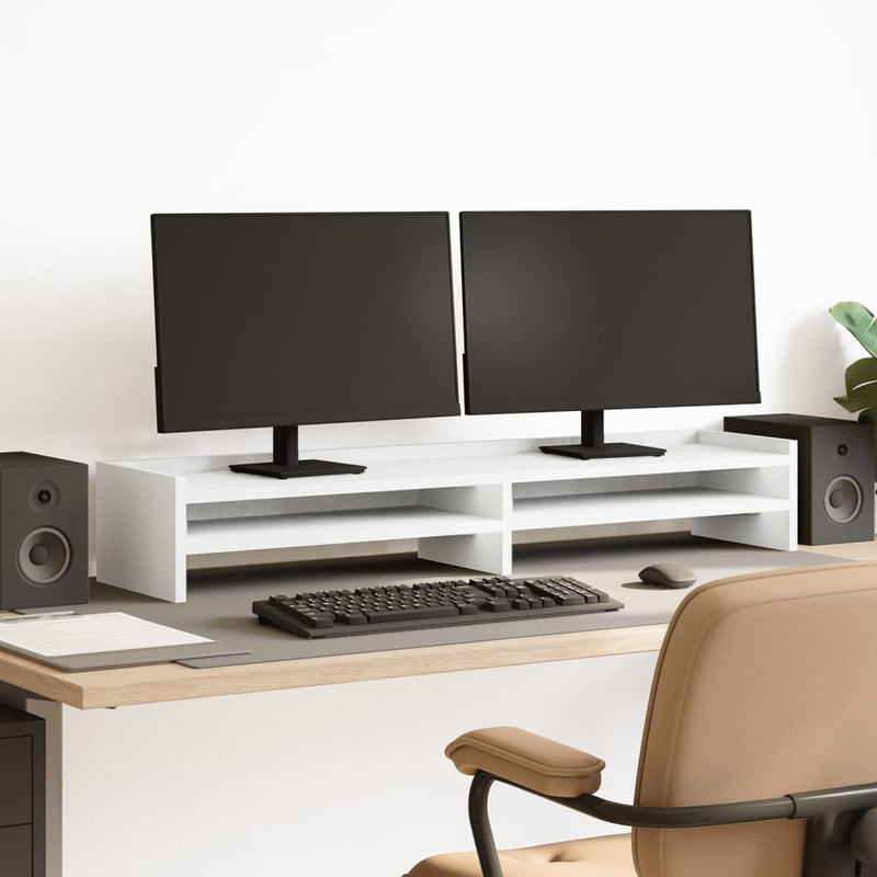 Load image into Gallery viewer, Vidaxl monitorstandaard 100x24x16 cm bewerkt hout wit
