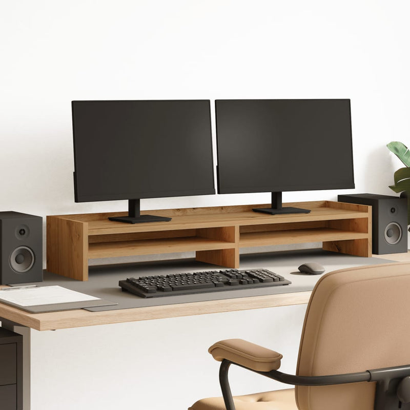 Load image into Gallery viewer, Vidaxl monitorstandaard 100x24x16 cm bewerkt hout artisanaal eiken
