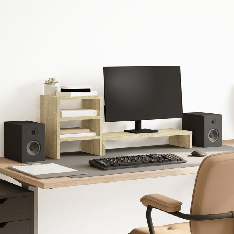 Load image into Gallery viewer, Vidaxl monitorstandaard met bureau-organizer bewerkt hout sonoma eiken
