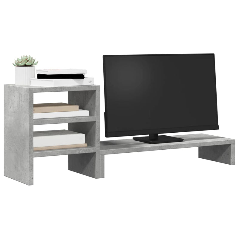 Load image into Gallery viewer, Vidaxl monitorstandaard met bureau-organizer bewerkt hout betongrijs
